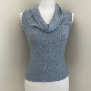 Spoiled Girl Blue Textured Sleeveless Top with Cowl Neckline. Small